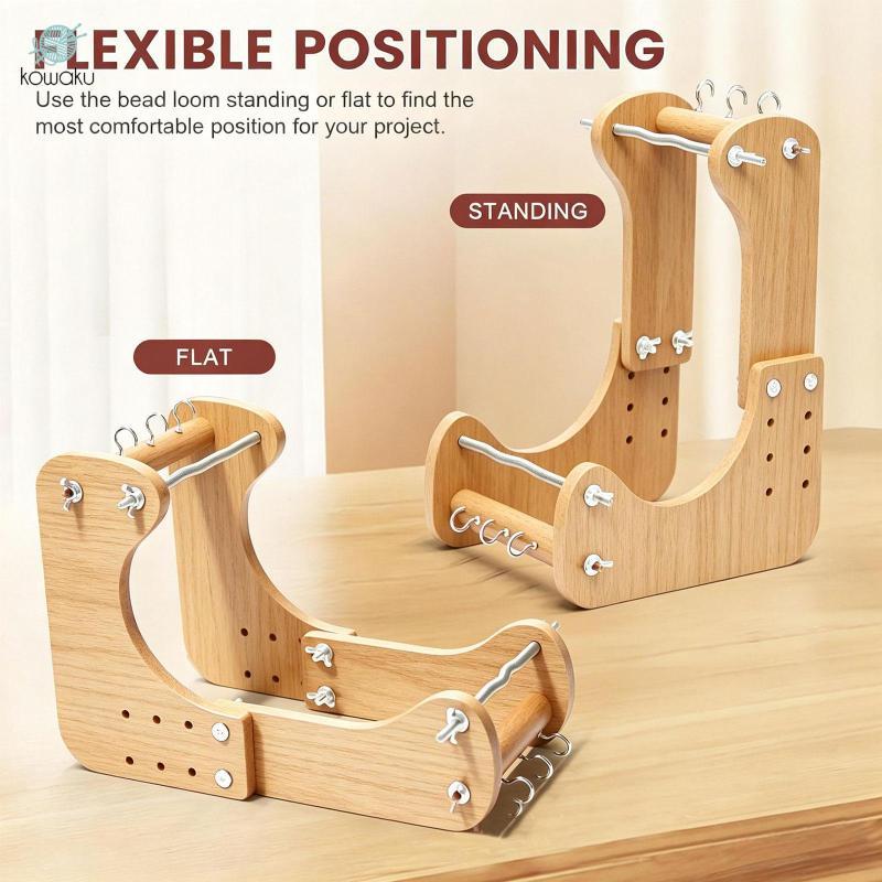 Máy dệt hạt đứng điều chỉnh dễ dàng, hạt gỗ DIY cho vòng tay vui nhộn, phù hợp nam và nữ