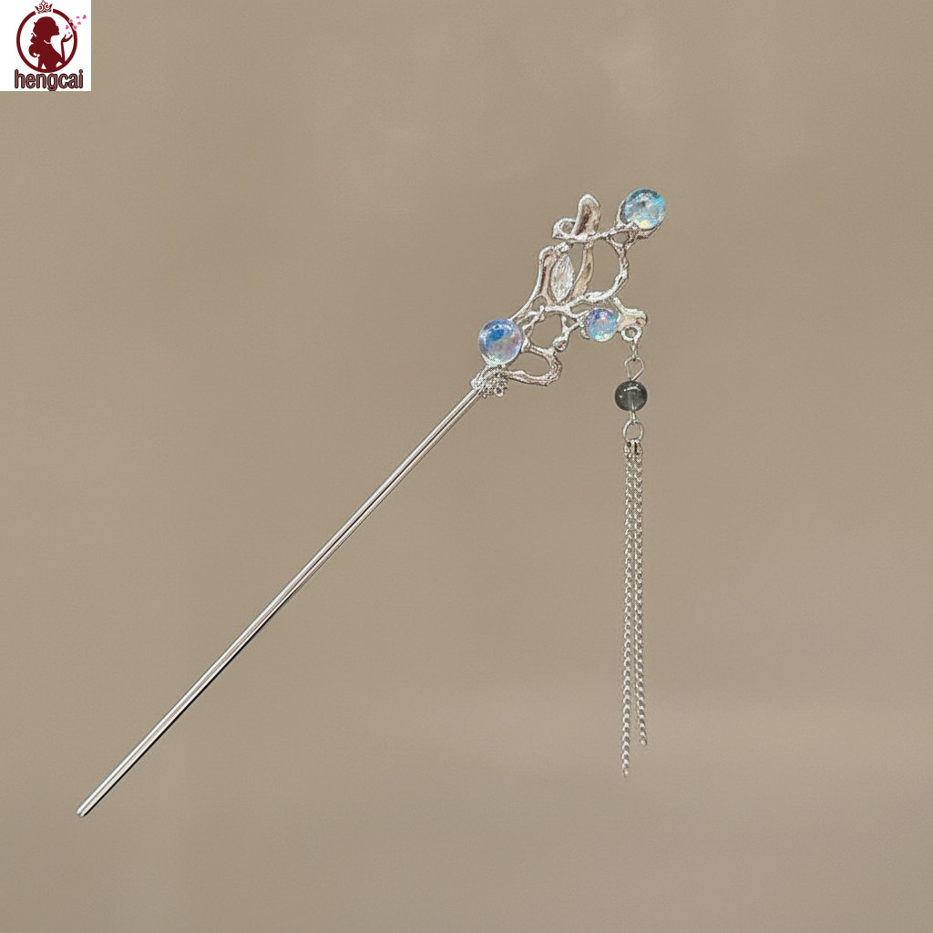 Kẹp tóc tua rua moonstone bướm dơi và hợp kim, phong cách cổ điển phù hợp cho đám cưới