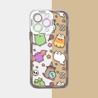 Vỏ Mèo Pusheen Dễ Thương Ngộ nghĩnh Cho Iphone 17 Air 17 Pro Max 14 15 16 Pro Plus Vỏ Mềm Trong Suốt Họa Tiết Hoạt Hình Silicon Trong Suốt TPU Mắt Thiên Thần Chống Rơi
