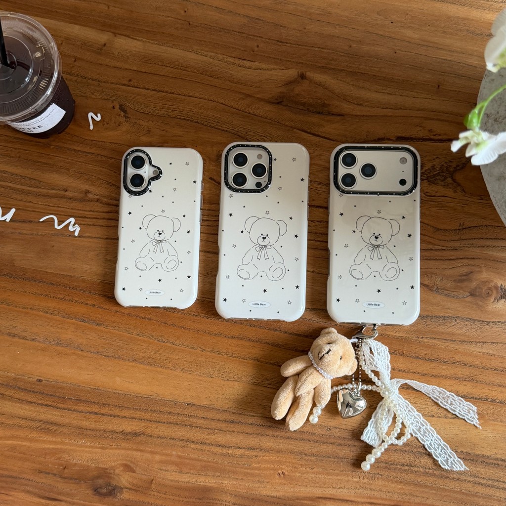 Ốp điện thoại hình gấu nhỏ đơn giản cho iPhone 17 Pro Max 17 16 15 Vỏ bảo vệ chống sốc