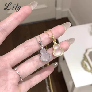 Dây chuyền bạc S925 với đá Chalcedony bầu, phong cách Trung Hoa