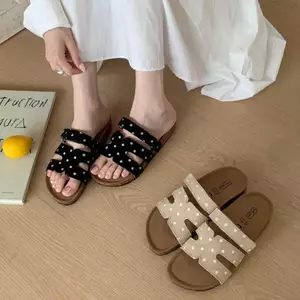 TT Flat Ren-Up Flat Dép Nữ 2026 Phong Cách Mới Chấm Bi Thời Trang Dép Đi Biển Có Váy Giày Đi Biển