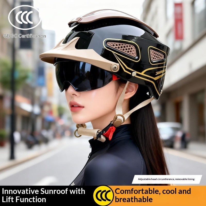 QMP 3C Được Chứng Nhận Điện Xe Máy Mũ Bảo Hiểm Mùa Hè Che Nắng Mũ Bảo Hiểm Unisex Nhẹ Thoáng Khí Chống Sốc Mũ Bảo Hiểm