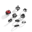 Bộ Nhẫn Halloween Gothic Nam - Mạ Hợp Kim Đen Skull Cross Spider Red Eye Design - Có Thể Điều Chỉnh Mở Phù Hợp Với Đa Năng Có Thể Xếp Chồng