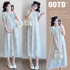 Váy thêu dáng rộng cho bà bầu mùa hè