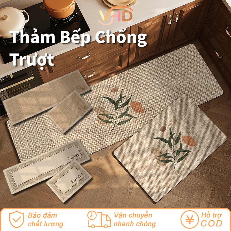 Thảm Bếp Chống Trượt – Hút Dầu, Chống Nước, Dễ Vệ Sinh & Giặt Máy, Đế Silicon Bền Đẹp