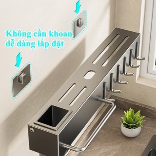 Treo Tường Nhà Bếp Tổ Chức Dao Inox Đũa Giá Đỡ Không Khoan Không Gian Tiết Kiệm Móc