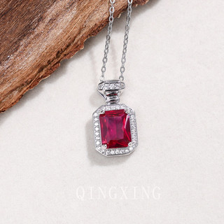 Vòng cổ nữ phong cách châu Âu với đá corundum spinel và ngọc lục bảo đỏ