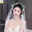 Đai giữ tóc cô dâu hoa trắng lá, handmade - Phụ kiện đám cưới