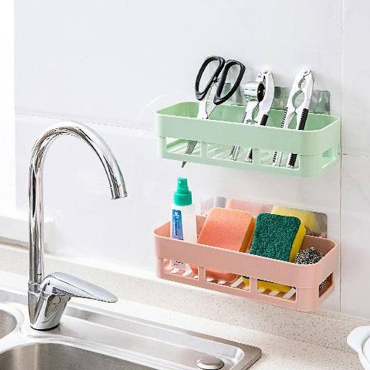 Kệ Nhựa Dán Tường Nhà Tắm, Khay Treo Tường Chữ Nhật, Đựng Đồ Phòng Tắm Nhà Bếp Chịu Lực