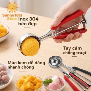 304 Thép Không Gỉ Kem Muỗng Silicon Grip Meatball Cookie Trái Cây Dưa Phát Hành Dụng Cụ Nhà Bếp