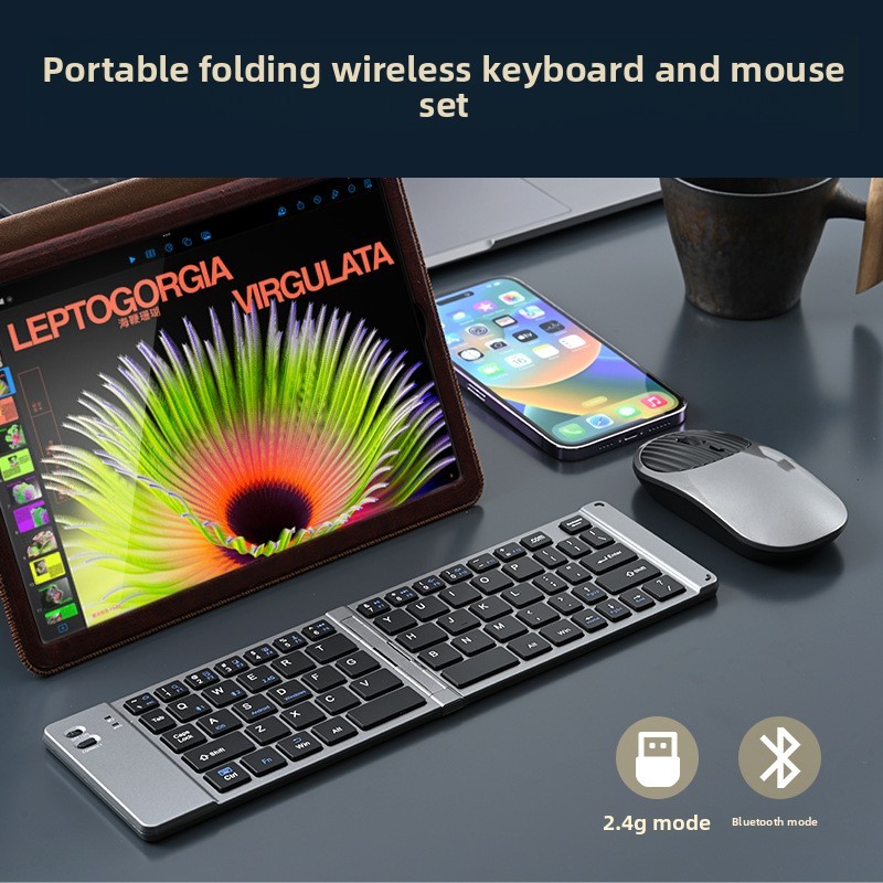 Bộ chuột bàn phím có thể gập lại Bluetooth không dây di động