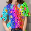 Rainbow Tie-Dye Áo Thun Tay Ngắn Nam Chất Liệu Mềm Mại Thoáng Khí Phù Hợp Mùa Hè