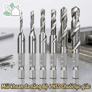 HSS Titan Tập Mũi Khoan Bộ Lục Giác 6 Chiếc M3 M10 Ren Cắt Chamfer DIY Kim Loại