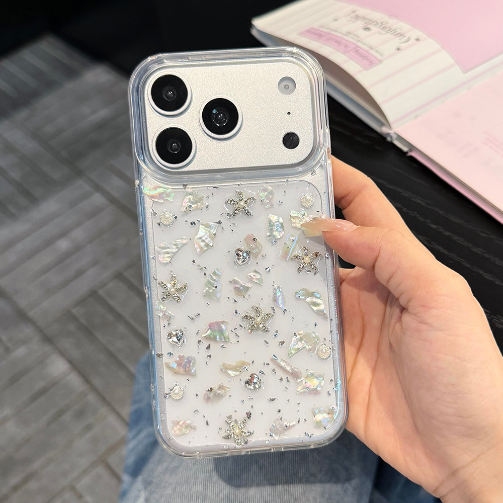 Ốp Điện Thoại Nhựa Vỏ Ngôi Sao Bạc 3D Cho iPhone 17 Pro Max 16 Plus 15 14 13 12 11 Vỏ Bảo Vệ Chống Sốc