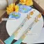 Mũ Panchun Hoa Lụa Xanh Vàng Cổ Tích - Phụ Kiện Tóc Hanfu