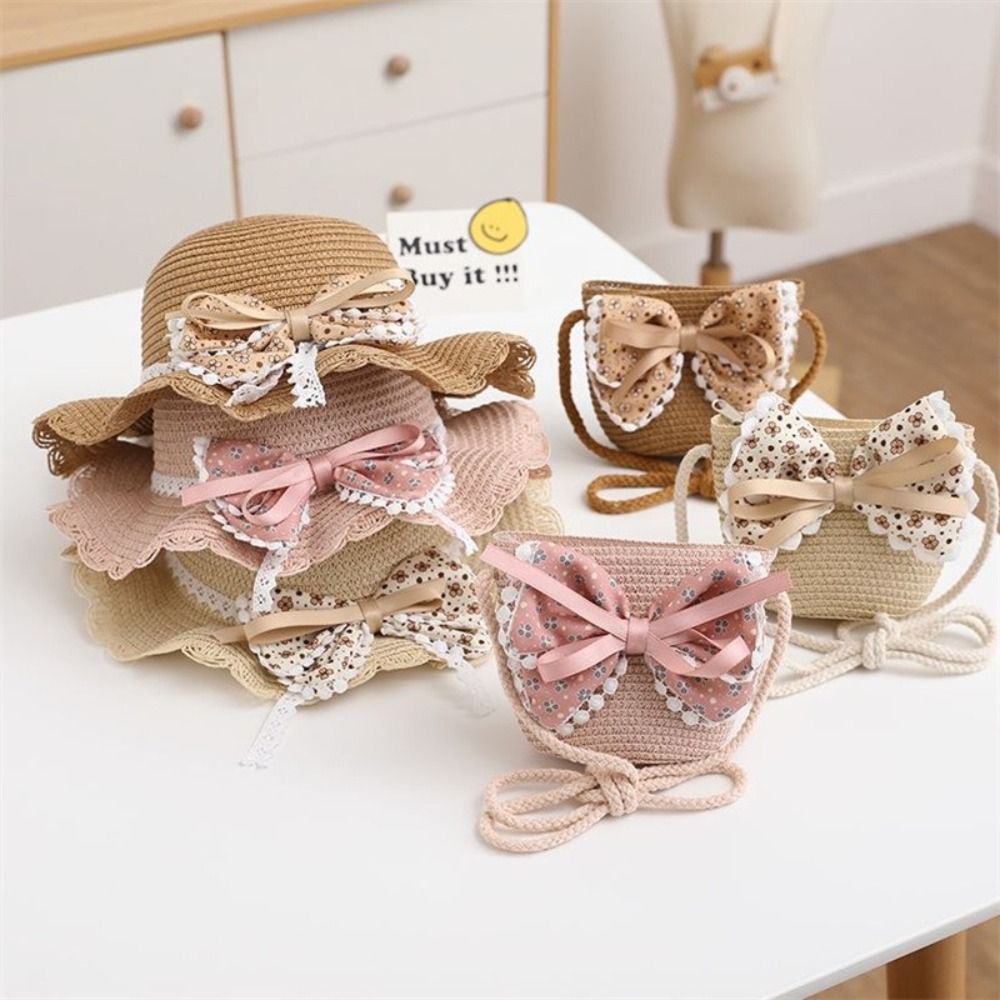 Mũ chống nắng bé gái HOBBYIN, Mũ chống nắng nhiều màu dễ thương cho trẻ em, Mũ rơm thời trang 2-8 tuổi mùa hè