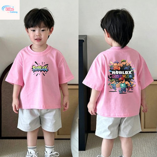 (Từ 1-12 tuổi) Áo thun ngắn tay trẻ em, Áo thun in hình hoạt hình Block Man cho bé trai, Áo cổ tròn