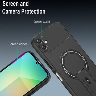 Dành cho Samsung Galaxy A05 4G / A06 / A07 4G Ốp điện thoại cứng cảm giác da có chân đế ẩn Vỏ từ tính cạnh mềm Vỏ mỏng chống sốc