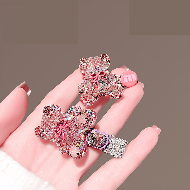 MAUROPOLI Kẹp tóc gấu hồng ngọt ngào, phụ kiện sang trọng, phù hợp mọi kiểu tóc