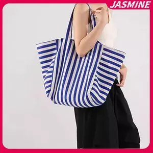 JASMINE Phiên Bản Hàn Quốc Túi Tote Dung Tích Lớn Thời Trang Mới Túi Tote Sọc Túi Đeo Vai JASMINE