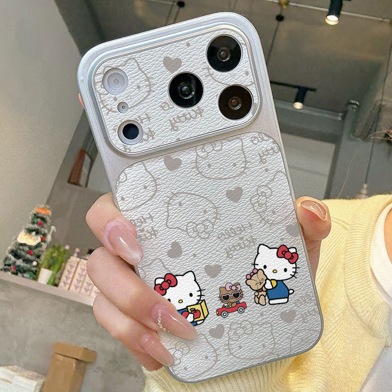 Ốp lưng iPhone Hello Cat Luck Bao da mềm cao cấp đựng máy ảnh - iP 7/8/X/XS/XR/11/12/13/14/15/16/17/Plus/Air/Pro/Max