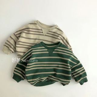 Áo thun dài tay cho bé trai Áo nỉ trẻ em Xuân thu Áo bé trai bé gái Phiên bản Hàn Quốc Quần áo sọc thời trang