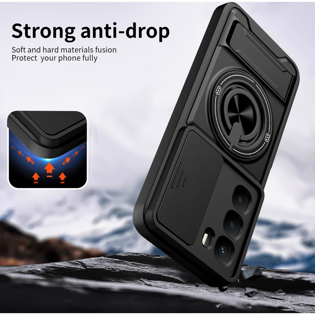 Ốp Điện Thoại Đa Năng Sang Trọng Thích Hợp Cho Infinix Hot 60i 60 50 40 70 Pro Plus Dây 360°Giá đỡ vòng có vỏ máy ảnh Vỏ bảo vệ toàn diện chống sốc
