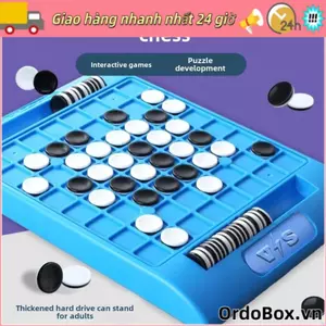 ORDOBOX Cờ vua đen trắng lật, Trò chơi trên bàn thiết kế ngộ nghĩnh tương tác, Đồ chơi lý luận tư duy ngộ nghĩnh có túi lưu trữ 64 miếng Cờ vua Bộ đồ chơi giáo dục