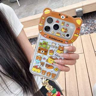 Vỏ 17promax Dễ Thương Rilakkuma Pudding Theo Chủ Đề Cho iphone 17 17Air 16 15 14 13 Pro Max Vỏ Điện Thoại 17promax Với Handmade Đính Hạt Charm Tai Gấu Bảo Vệ Camera