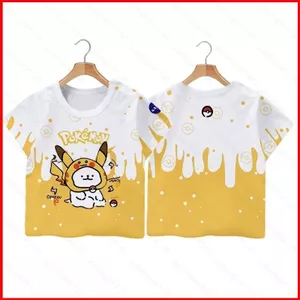 YB1 Maltese Pokemon Pikachu Unisex Xu Hướng Thời Trang Mùa Hè Áo Thun Anime Tay Ngắn Top BY1