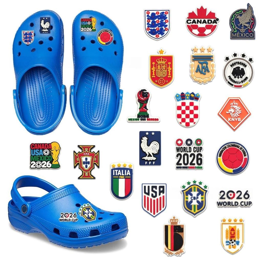 Set charm gắn dép cross WORLD CUP 2026, Nút gắn phụ kiện sticker trang trí dép cross CROSS TREND