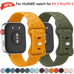 Dây đeo khắc da báo cho Huawei Watch Fit 5 / Fit 5 Pro / Fit 4 Pro dây đeo đồng hồ thể thao cho Watch Fit 4 / Fit 3 phụ kiện vòng tay silicon