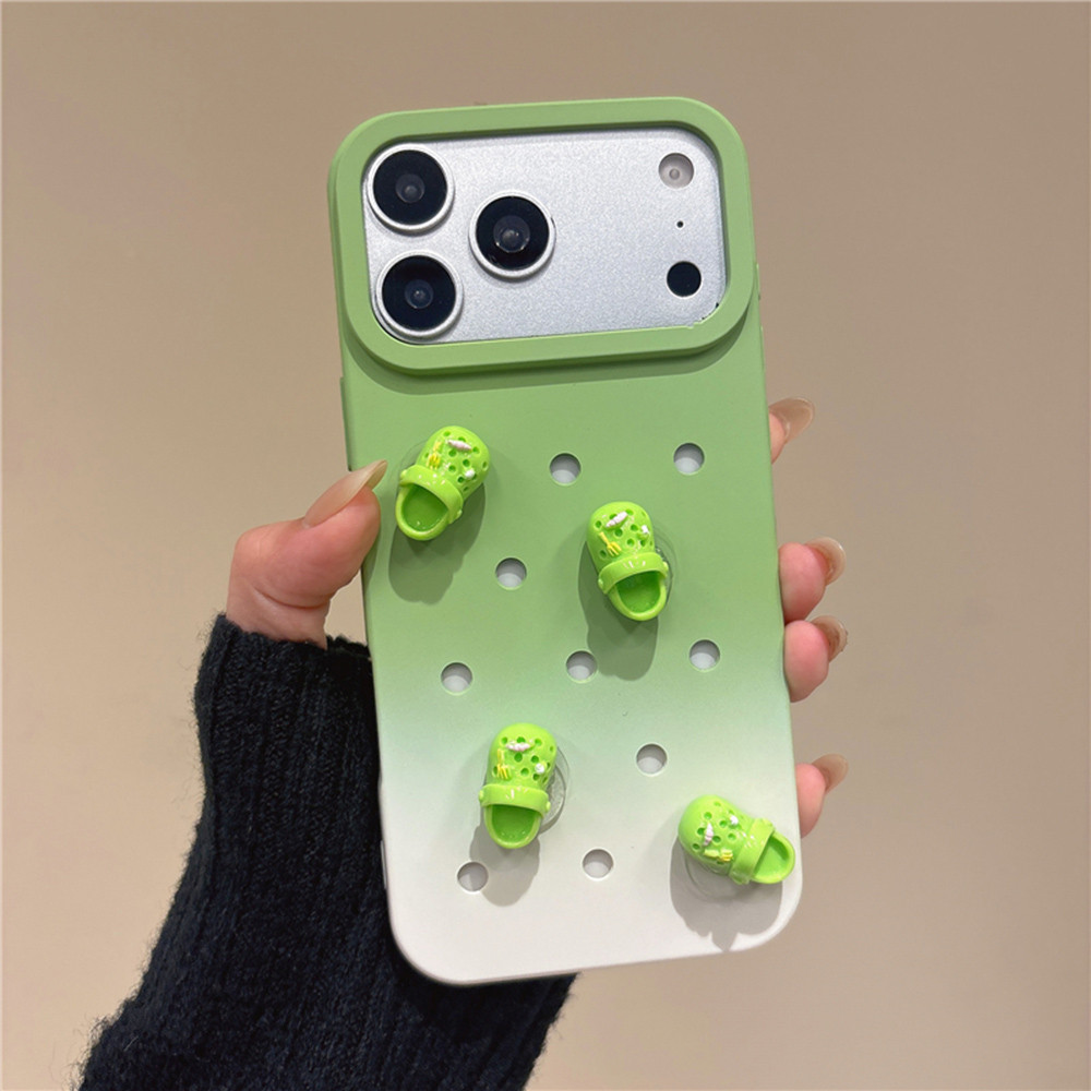 Ốp điện thoại mềm hình giày đục lỗ Gradient 3D cho iPhone 17 Pro Max 16 15 14 13 Vỏ bảo vệ chống sốc