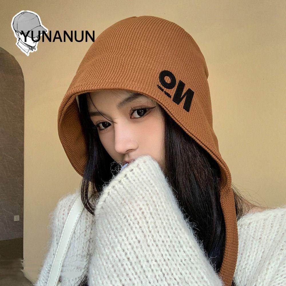 Yunaun Mũ xô nữ, Mũ ngư dân Mũ dệt kim thoáng khí, Mũ chống nắng in chữ phong cách Hàn Quốc