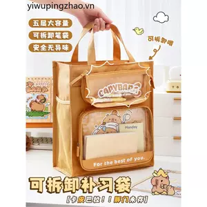 Túi Tote Kapibara Đa Năng Dung Tích Lớn Cho Học Sinh, Vải Bố, Đựng Sách Vở, Tài Liệu, Bài Tập, Thiết Kế Trong Suốt, Phù Hợp Cả Nam Nữ
