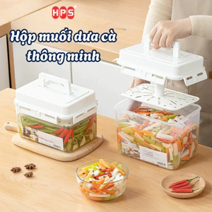 Hộp Muối Dưa Cà HomeMate 5L Nén Tự Động Kín Khí, Hộp Ngâm Kim Chi Cà Pháo Kiệu Thực Phẩm An Toàn
