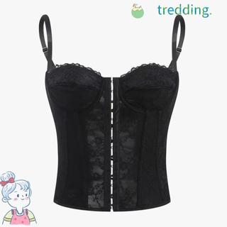 Tredding491 Áo thường ngày mùa hè, Corset xương cá gợi cảm co thắt ren, Corset mỏng màu trơn