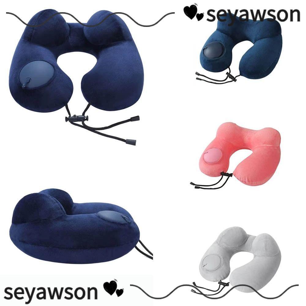 Gối hình chữ U SEYAWSON, Gối cổ bơm hơi di động, Thiết kế bướu đôi chất lượng cao Gối cổ tiện dụng để du lịch ngoài trời, Du lịch công sở và cắm trại