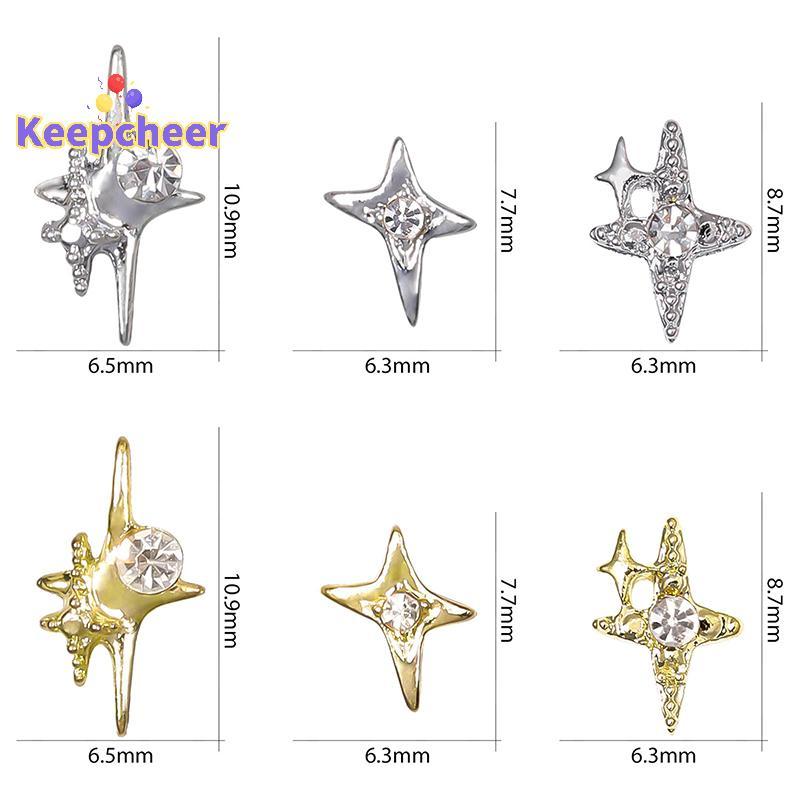 [Keepcheer] 10 Chiếc 3D Hợp Kim Ngôi Sao Móng Tay Quyến Rũ Lấp Lánh Kim Cương Giả Móng Tay Nghệ Thuật Trang Trí Phụ Kiện Mới