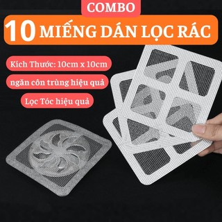 10 Miếng Dán Thoát Sàn Chống Tắc Cống Thông Minh - Lưới Lọc Cặn Bẩn Nhà Vệ Sinh Chặn Côn Trùng Siêu Dính 10x10cm