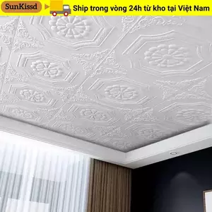 Trần Xốp SUNKISSD, Dán Tường Chống Thấm Nước Tự Dính, Chống Va Chạm 35 * 35cm Vỏ Và Dính Nền Giấy Dán Tường Trang Trí Phòng Giường