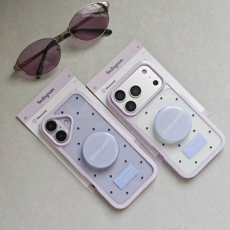Thích hợp cho Apple 16 / 17Promax Stand Phone Case iPhone12 / 13 / 14 / 15 Vỏ bảo vệ chấm bi phong cách Hàn Quốc