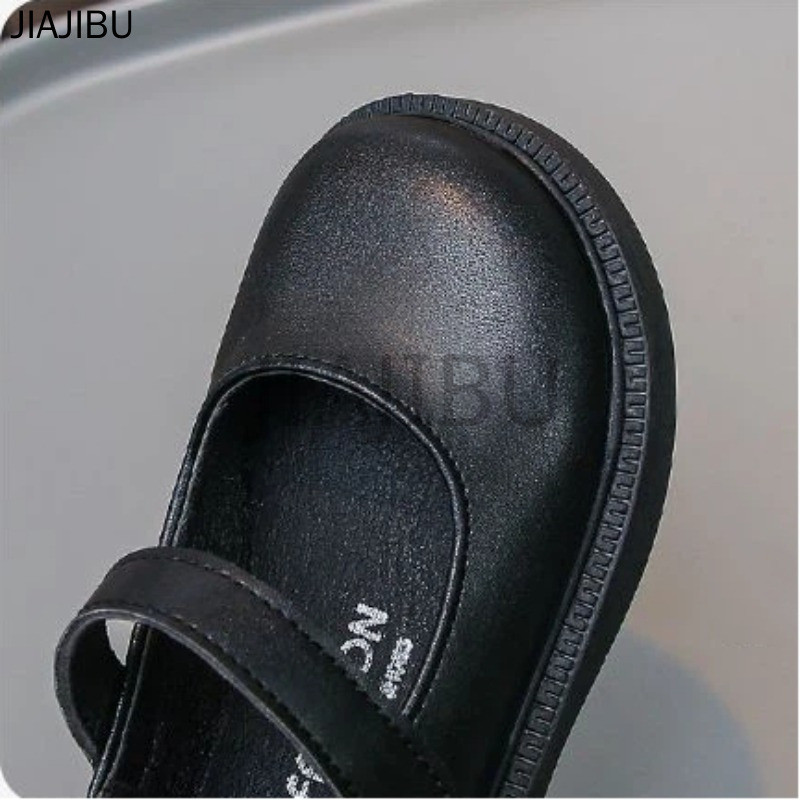 Giày Trẻ Em Thời Trang Chất Lượng Cao Giày Học Sinh Nữ Kiểu Nhật Cổ Điển, Gót Chunky Màu Đen, Phong Cách Thường Ngày. Giày Da Màu Trơn Mờ Kiểu Công Chúa Pháp Dễ Thương Korean Glossy Platform Mary Jane Shoes Giày Bệt Mũi Tròn Chống Trơn Trượt Kiểu Anh