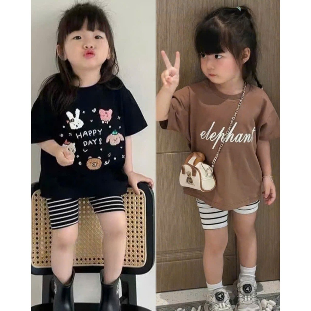 Sét Bé Gái HỌA TIẾT 4 MẪU DỄ THƯƠNG K.Kid Bộ Mùa Hè Chất Cotton Mềm Mát size 8-20kg M89