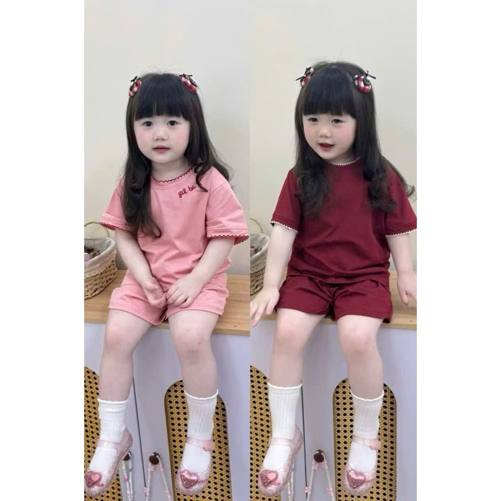 Set Bé Gái HỌA TIẾT ZUA TRAI TIM  QC63 K.Kid Bộ Mùa Hè Chất Cotton Mềm Mát Size 8-20kg M99
