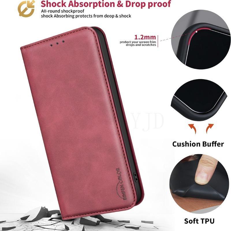 YJD Ốp Lưng Cho Honor 600 Lite Màu Trơn Họa Tiết Cao Bồi Da Khe Cắm Thẻ Vô Hình Khóa Từ Tính Chống Rơi Vỏ Điện Thoại