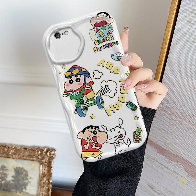Ốp Cho iPhone 6 6S 7 8 SE iPhone 6Plus iPhone 6sPlus Vỏ Kem Hoạt Hình Crayon Shin-chan Cặp Đôi TPU Mềm 3D Sóng Silicon Vỏ Điện Thoại