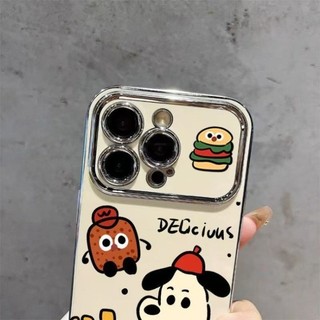 Dành Cho IPhone17 16 15 14 13 12 11 ProMaxXR XSMax 78Plus Dễ thương Red Checker Burger Dog Trường hợp điện thoại