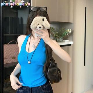 Photoframe Retro V-Ne Baless Không Tay Mỏng Dệt Kim Dây Ne Vest Cho Nữ Mùa Hè VN